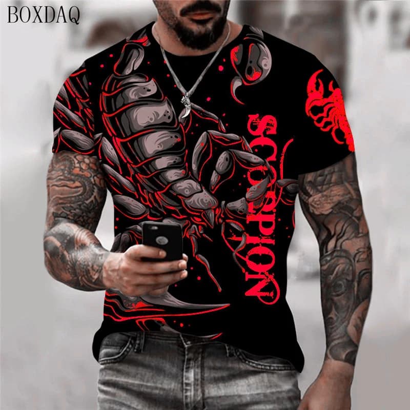 Scorpion Graphic Men's Trend T-Shirts Short Sleeve O-Neck Street 3D Animal Printing Male T Shirt 6XL Big Size Summer Casual Tops