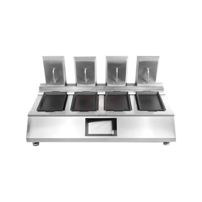 Commercial four-head frying dumpling machine, oven pancake breakfast, automatic pot sticker, electromechanical pancake frying