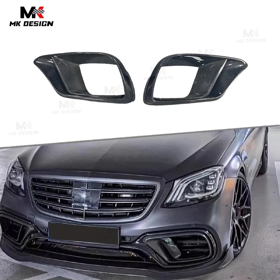 Carbon Fiber Front Bumper Fog Lamp Cover for Mercedes-Benz S Class W222 S63 S65 2018+ Front Air Intakes Trim Car Accessories