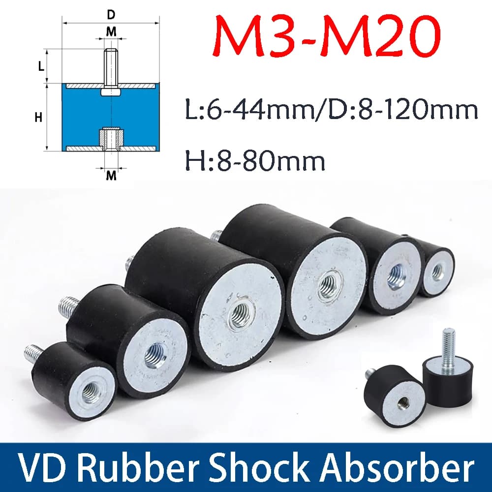 1-10Pcs M3-M20 Male-Female Thread Rubber Shock Absorber Crash Pad VD-Type Damper Noise Reduction Anti Vibration Isolation Mount