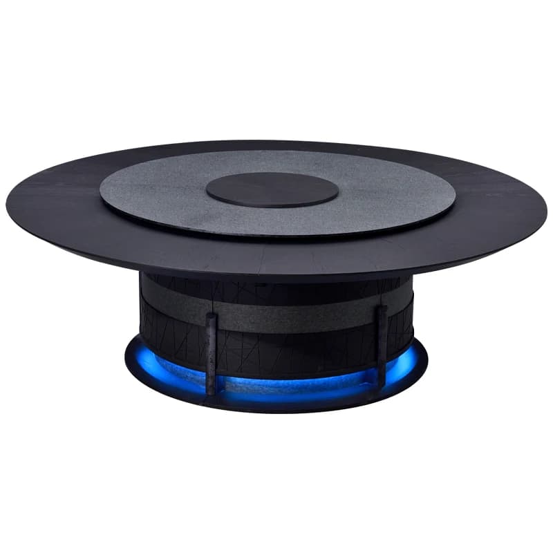 LTT solid wood rock slab hotel restaurant electric dining table large round table hot pot table
