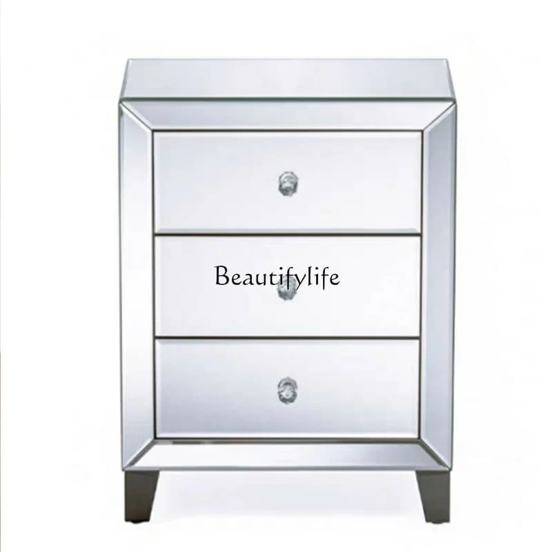 04Mirror modern simple bedroom bedside table can be customized storage Nordic small bedside table