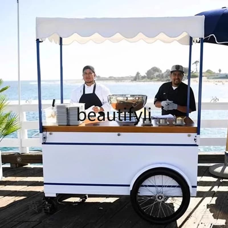 Coffee Commercial Stall Push Cart Milk Tea Food Cart Outdoor Mobile Snack Night Market Mall Mobile Sales Cart