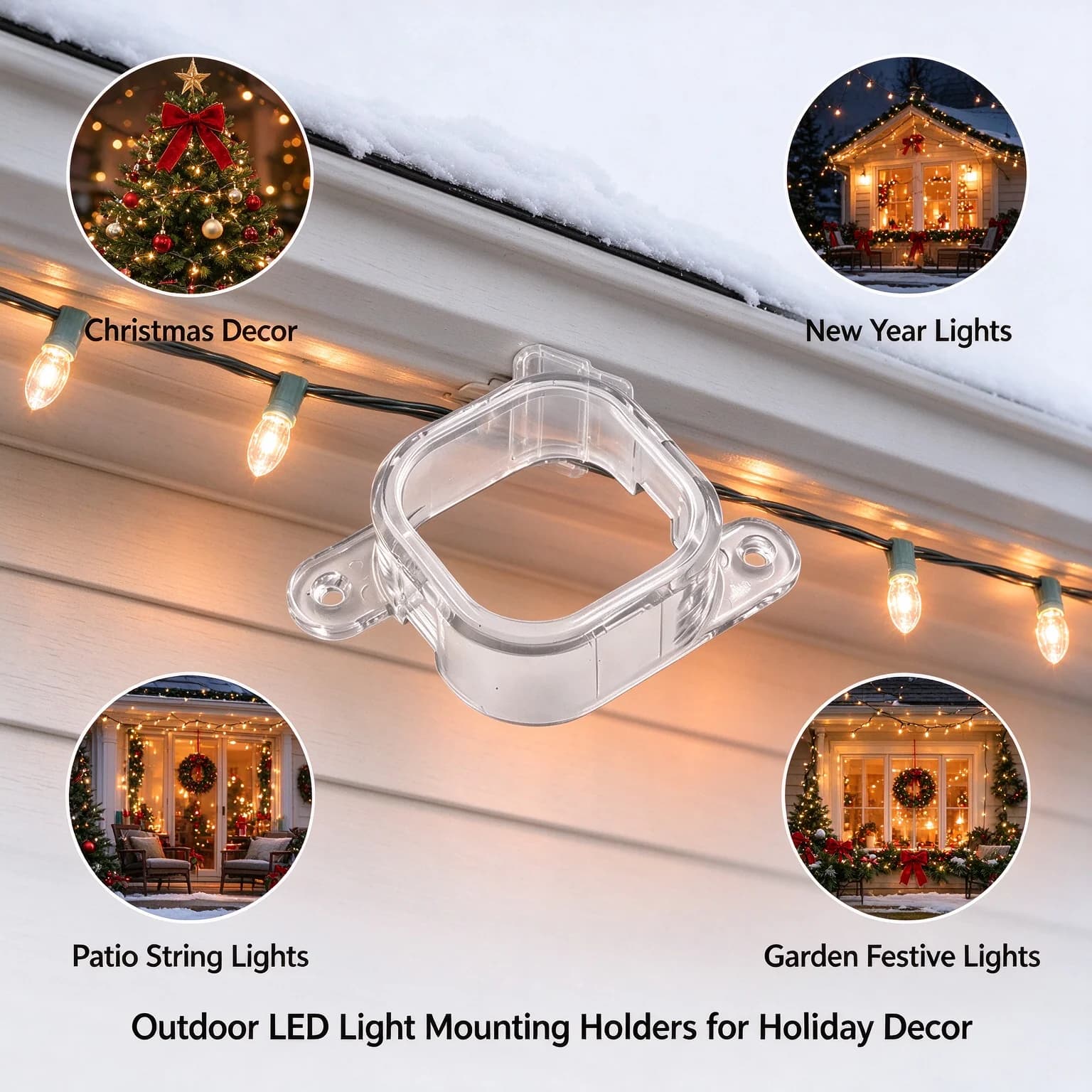 65/95/125Pcs Weatherproof LED Light Clips, Compatible with H706 & 806 Outdoor Lights, Christmas Holiday Decoration Light Holders