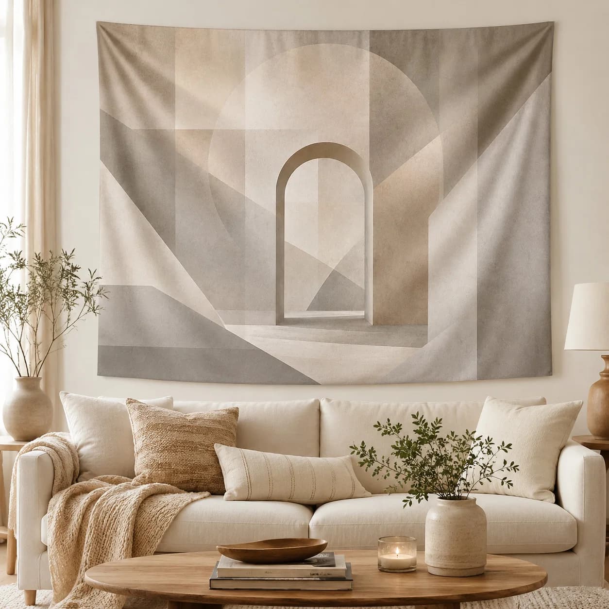 Minimalist Architecture Tapestry Wall Hanging Modern Geometric Aesthetic Room Decor Nordic Bedroom Fabric Wall Tapestry