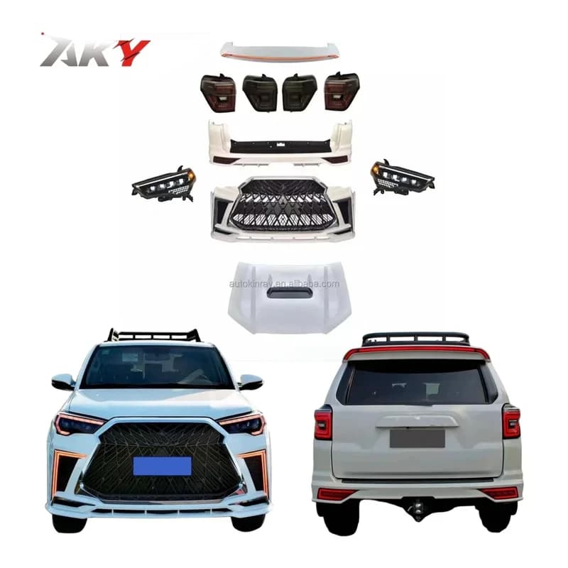 Bodykit for 4 Runner 2010-2021 Upgr to  Grille Assemble Bumper Grille 4 Eyes Headlights Hood Spoiler Bumper