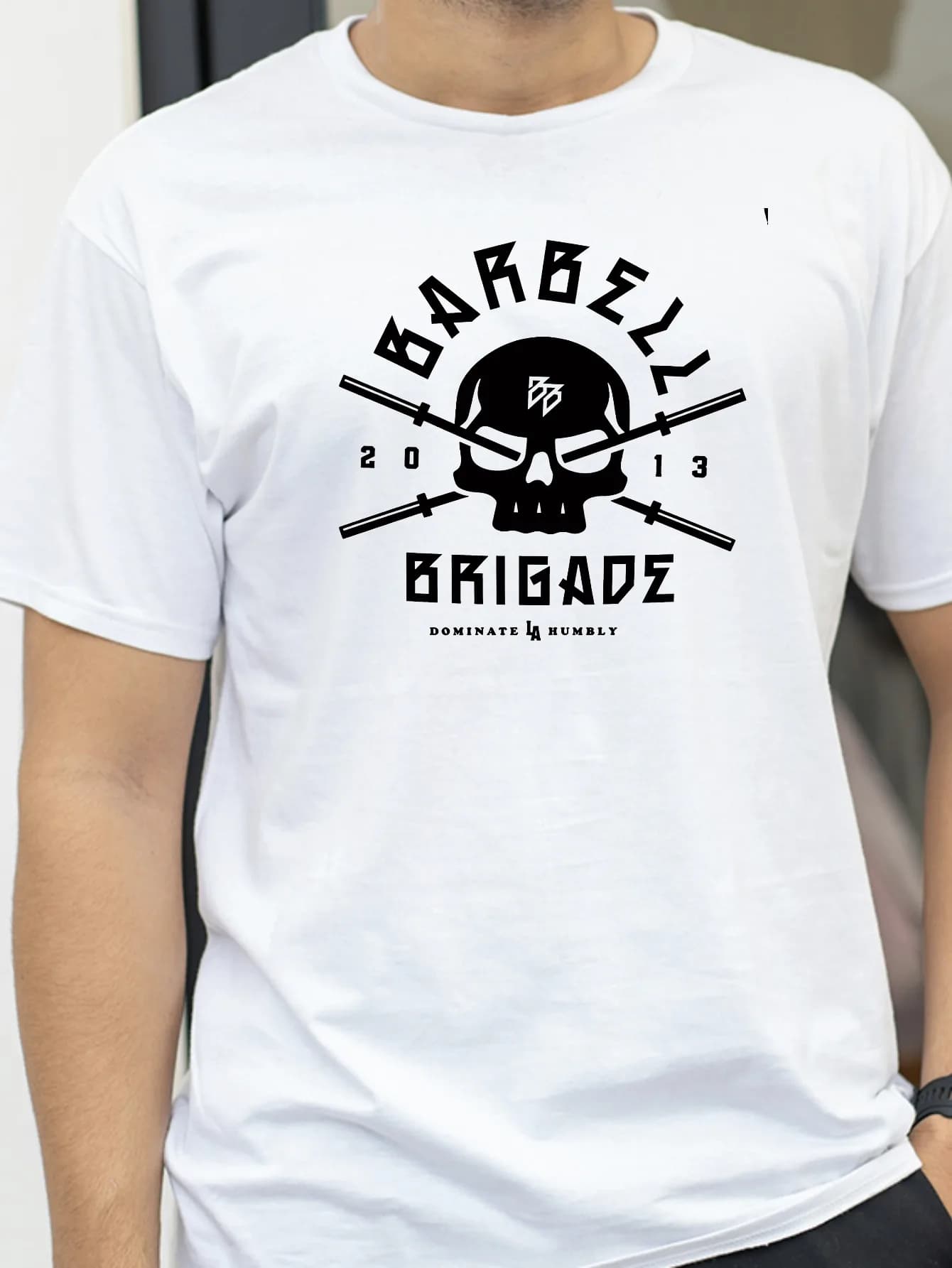 Barbell Brigade Rebirth Washed Vintage T-Shirt Unisex Fit Training Running Sportswear Tee