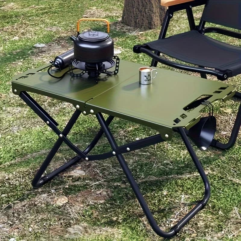 Lightweight Carbon Steel Portable Foldable Camping Table - Multipurpose BBQ & Picnic Table for Outdoor Travel, Hiking & Camping