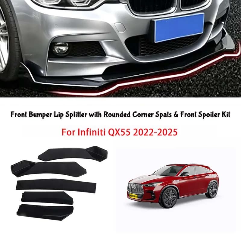 For Infiniti QX55 2022-2025 5-Segment Adjustable Front Bumper Lip Splitter Body Kit