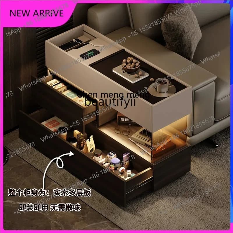 AA67 Italian minimalist sofa side table, living room side cabinet, small coffee table, high-end storage corner table