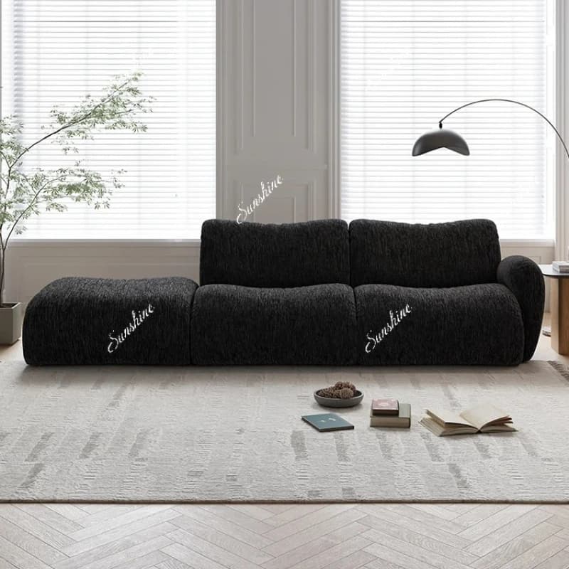 Italian minimalist living room fabric movable and washable retro black sofa