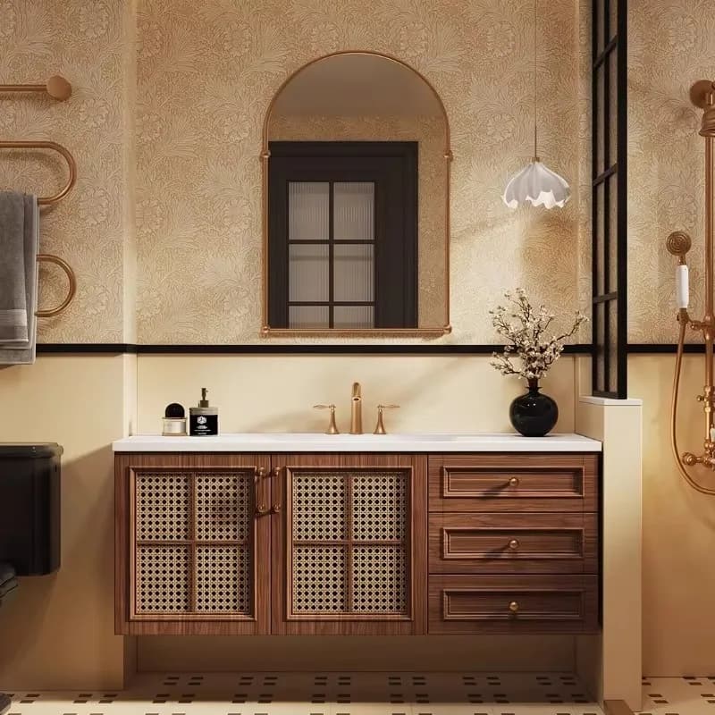 Luxury Floating Drawers Bathroom Cabinet Sink Mirror Orgnizer Vanity Restroom Cabinet Toilet Storage Mobiletto Bagno Furniture