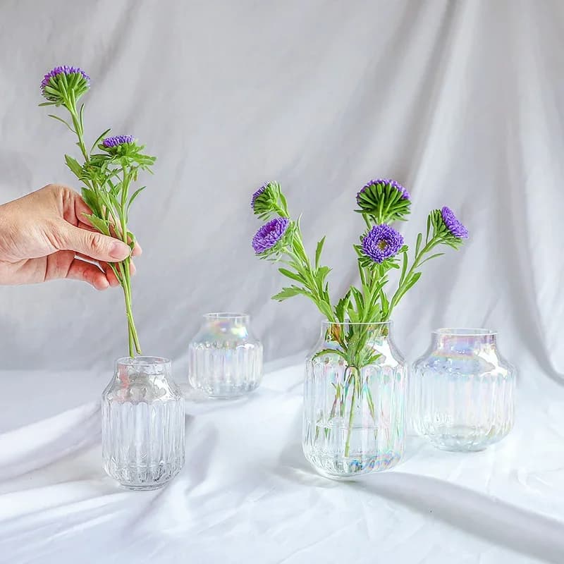 MiNi Glass Vase Home Decor Dried Flowers Ornaments Nordic Transparent Vases For Tabletop Hydroponics Decoration Flower Pot Декор