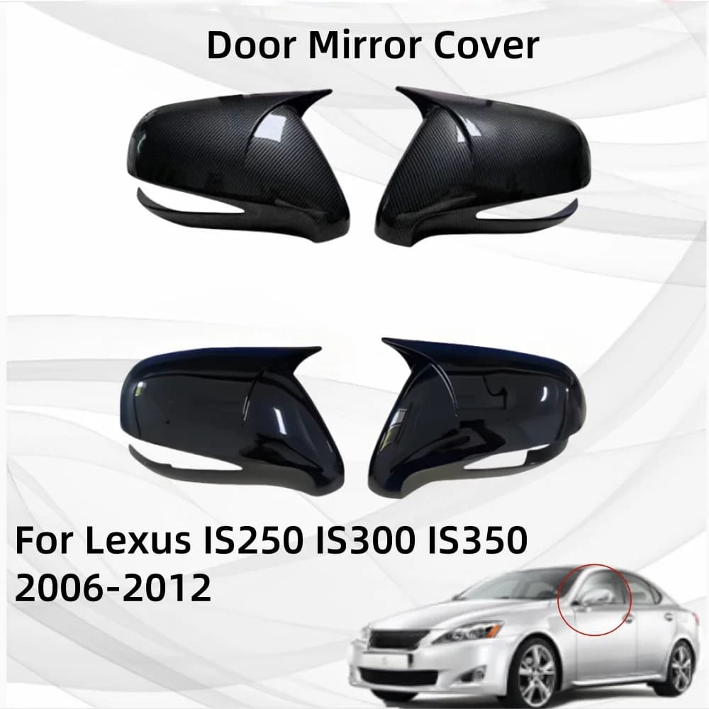 Cars Accessories Shiny Black Carbon Fiber Door Mirror Cover For Lexus IS250 IS300 IS350 2006 2007 2008 2009 2010 2011 2012