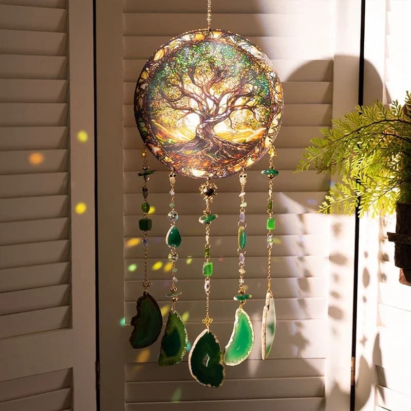 Original Raw Stone Crystal Wind Chimes Wall Hangings Decor Home Decorations Window Pendants Rainbow Makers For Girls Gifts
