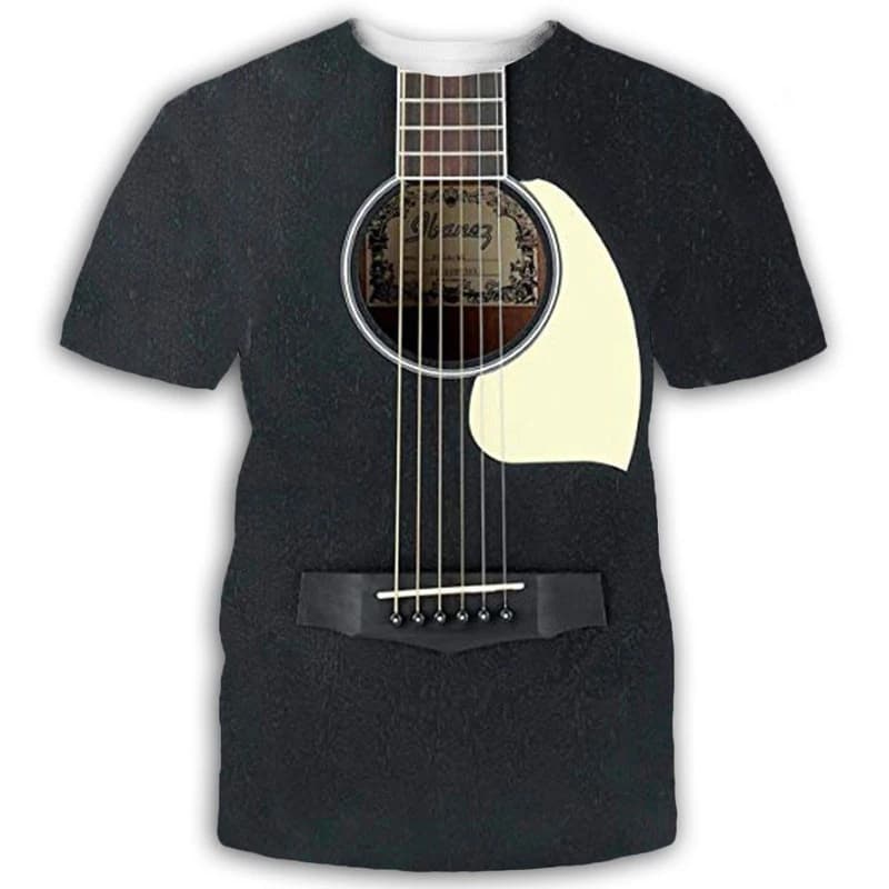 New Music Guitar 3d Printing T-shirt Men's Women's Rock Psychedelic Short Sleeve Breathable Light Summer Sports Top