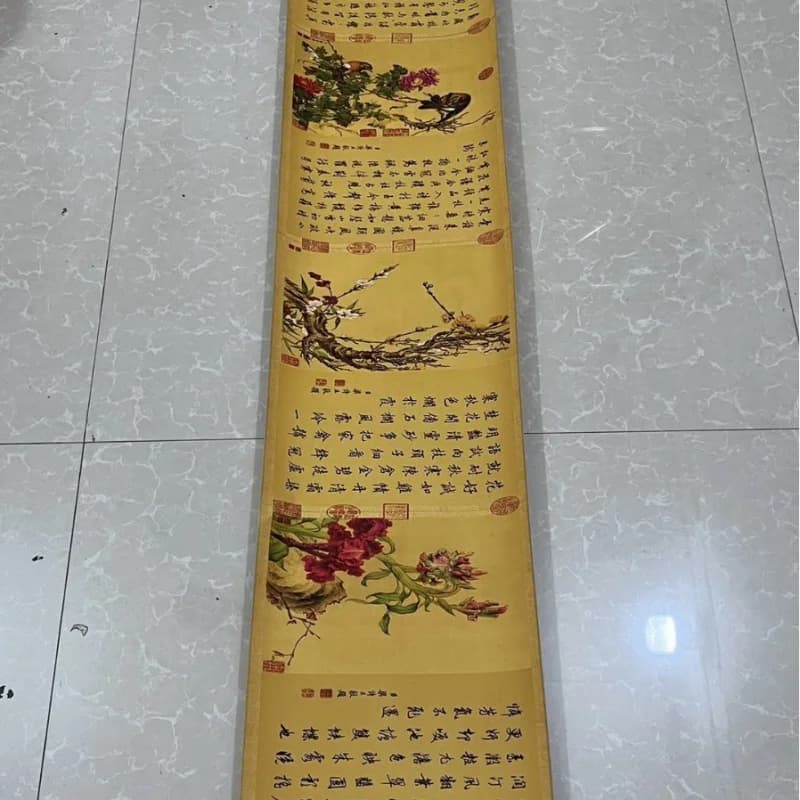 Celebrity Calligraphy and Painting Lang Xining Flower and Bird Scroll Painting Living Room Decorative Painting Chinese Painting
