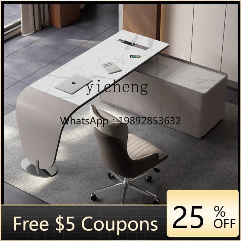 Corner Stone Plate Modern Minimalist Office High-End Designer Computer Desk Study Desk