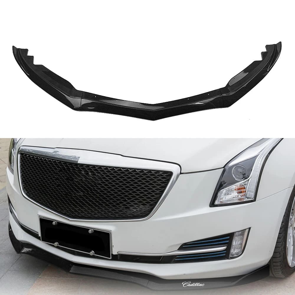 Front Bumper Spoiler Lip For Cadillac ATS 2015 2016 2017 2018 2019 Carbon Fiber Look/Gloss Black Lower Splitter Protector Blade