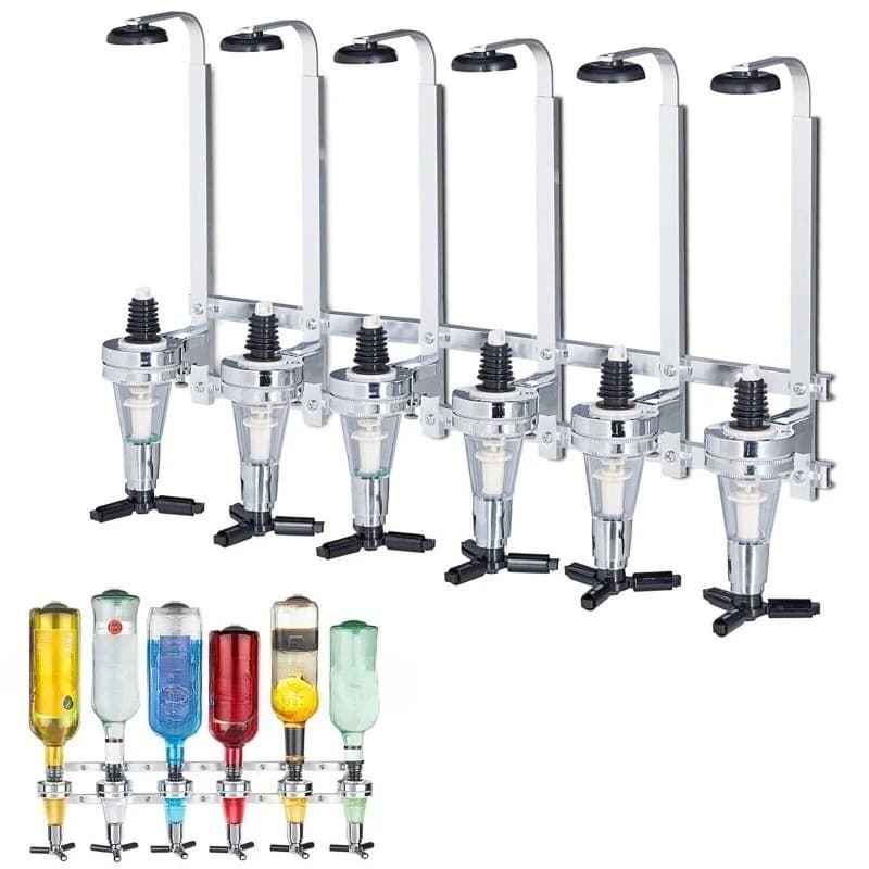 6-Head Straight Row Wall-mounted Wine Pouring , Wine Dispenser, Measuring Syrup, Red Wine Rack
