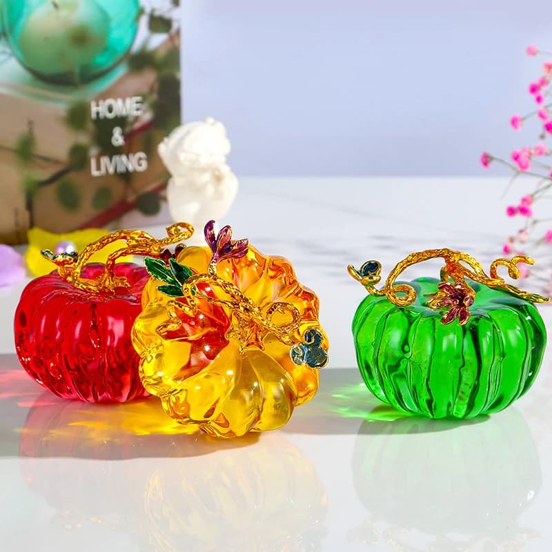 Glass Crystal Pumpkin Small Crafts, Desktop Creative Home Decoration, Photography Props Counter Decoration