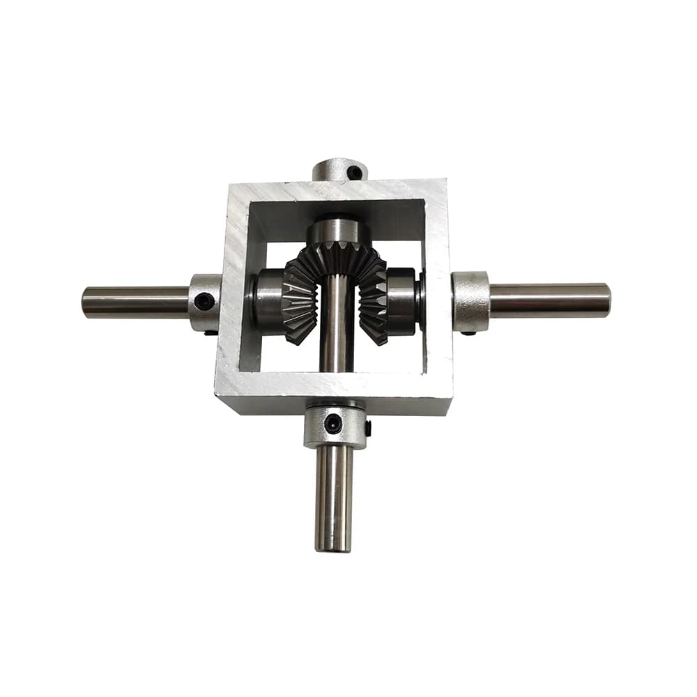 90 Degrees Rights Angles Transmission Reversing Gearbox Dual Output Shaft Bevel Gear Angle Converter Speed Ratio 1:1 Alloy Frame