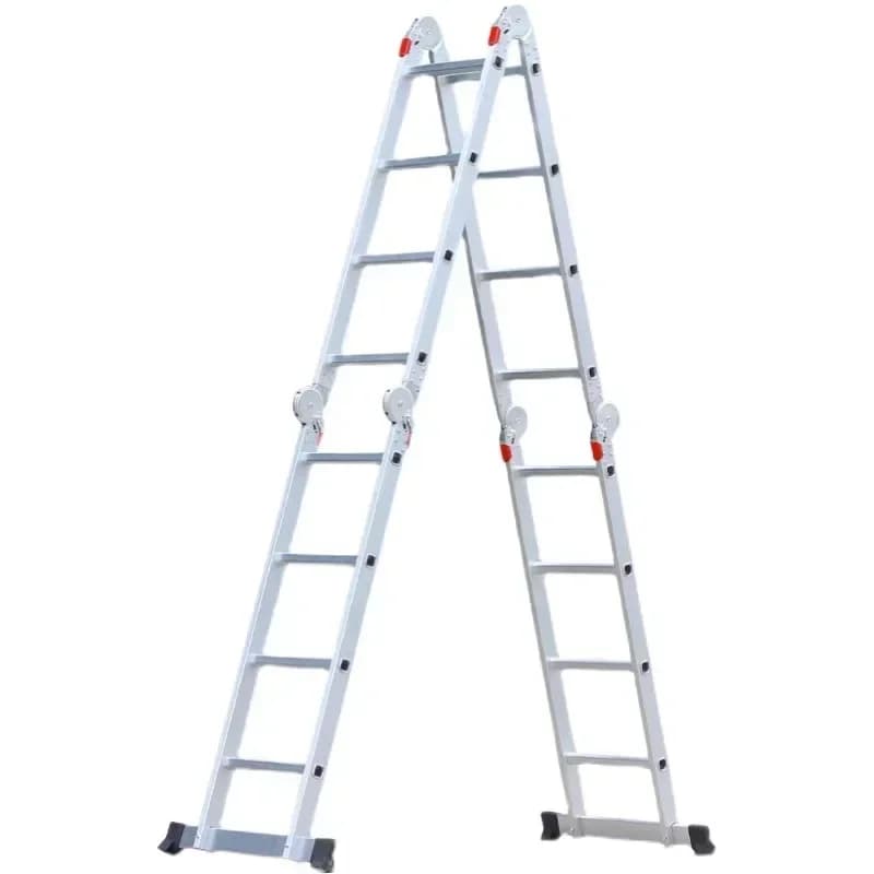 Aluminum Alloy Multi-functional Folding Ladder Engineering Household Lift Extension Ladder Aluminum Alloy Folding Ladder