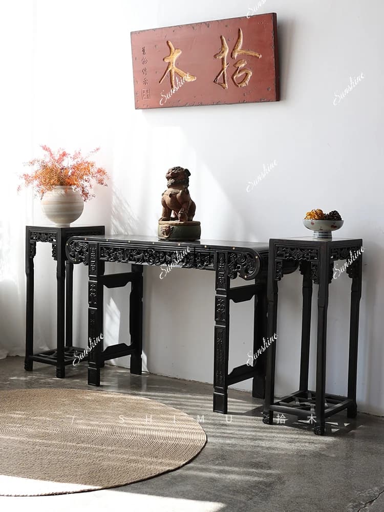 Simple case table Solid wood Chinese antique roll head incense table   FT