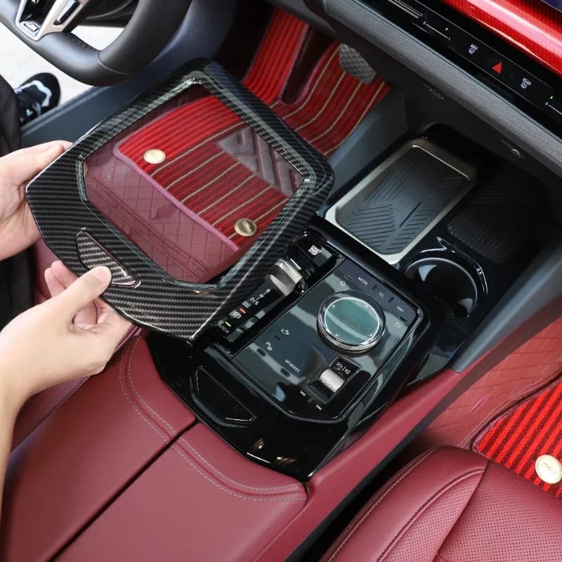 For BMW 5 Series G60 2024 ABS Carbon Fiber Car Center Control Gearbox Trim Cover Car Interior Accessories