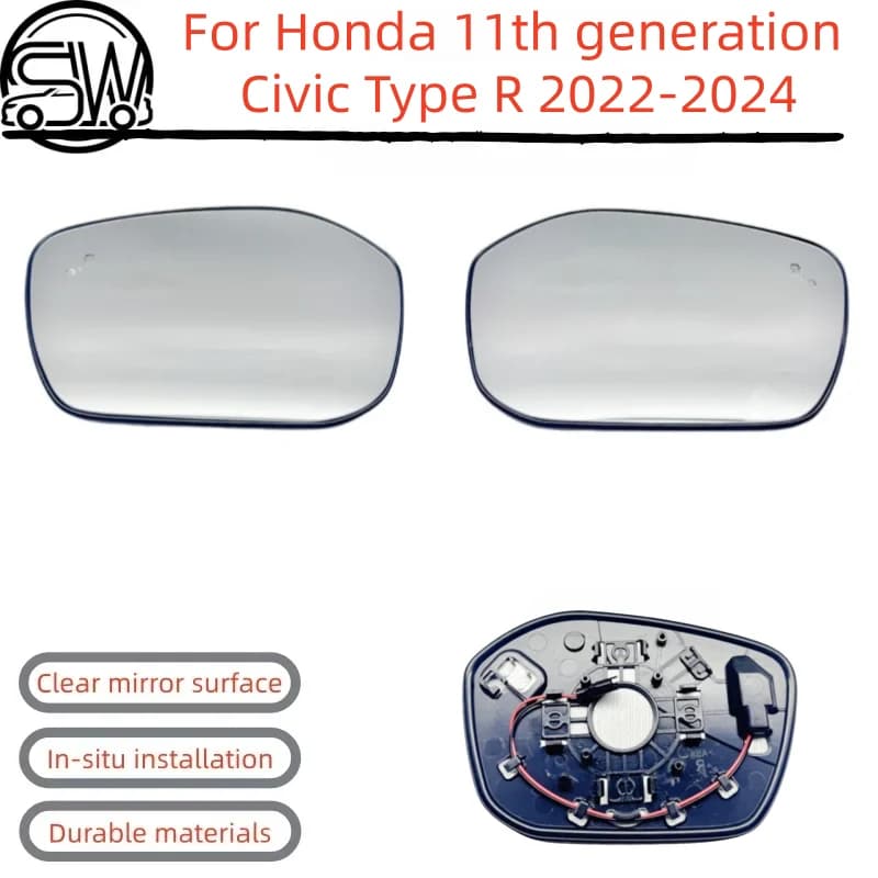 For Honda 11th Generation Civic Type R 2022-2024 Rearview Mirror Lenses with Blind Spot Detection Function.