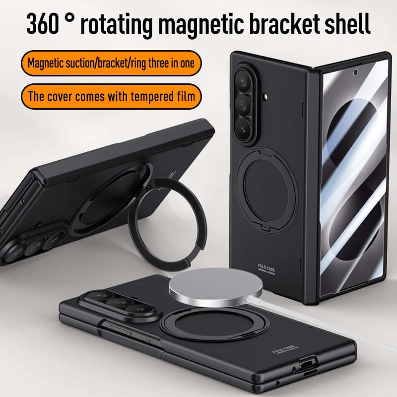 For Samsung Galaxy Z Fold 8 Ultra Case Skin-Friendly Matte Rotating Bracket Folding Hinge With Film Lens Protection Hard Cover