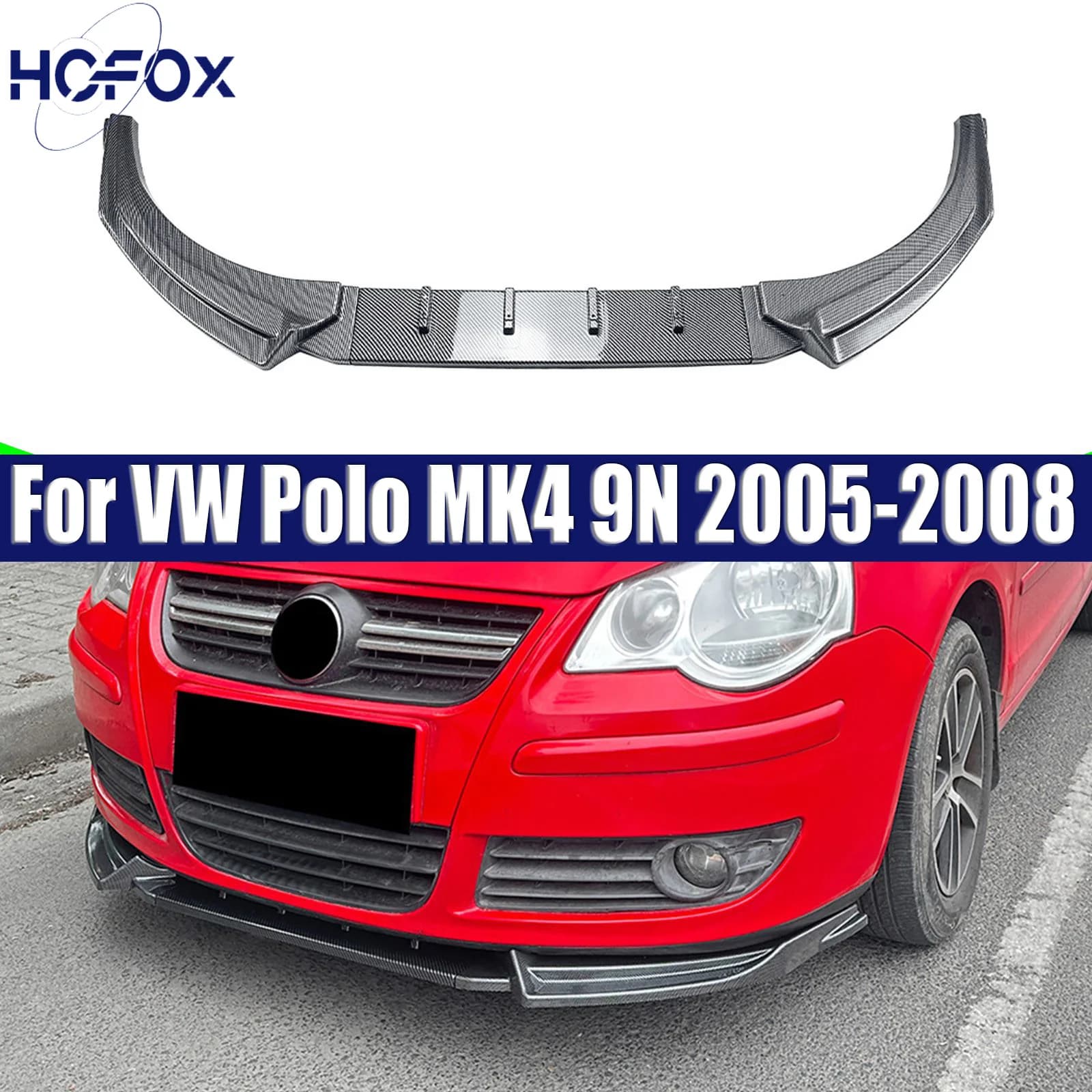 Car Front Bumper Lower Splitter Lip For VW Polo MK4 9N 2005-2008 Trim Spoiler Diffuser Guard Body Kits Cover