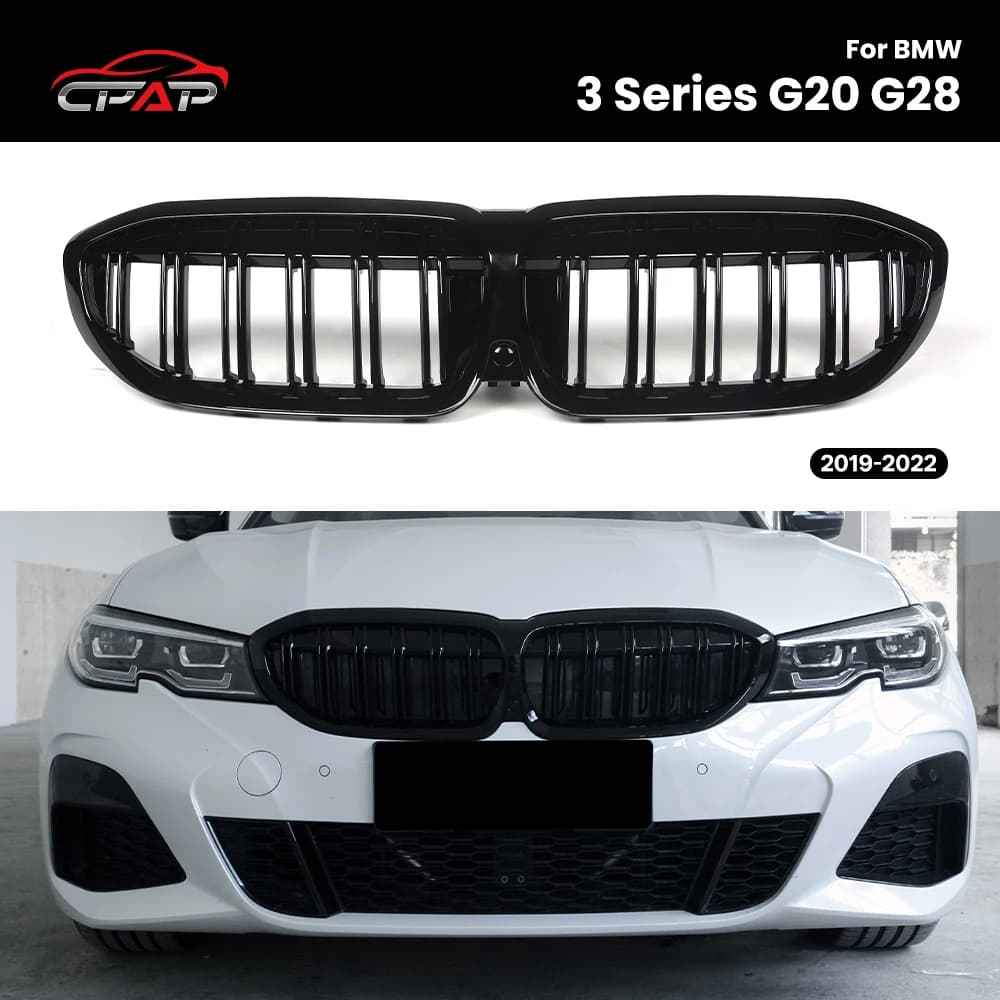 Front Grills Kidney Bumper Grille Replacement Hood Grilles ABS For BMW 3 Series G20 G28 2019-2022 Gloss Black