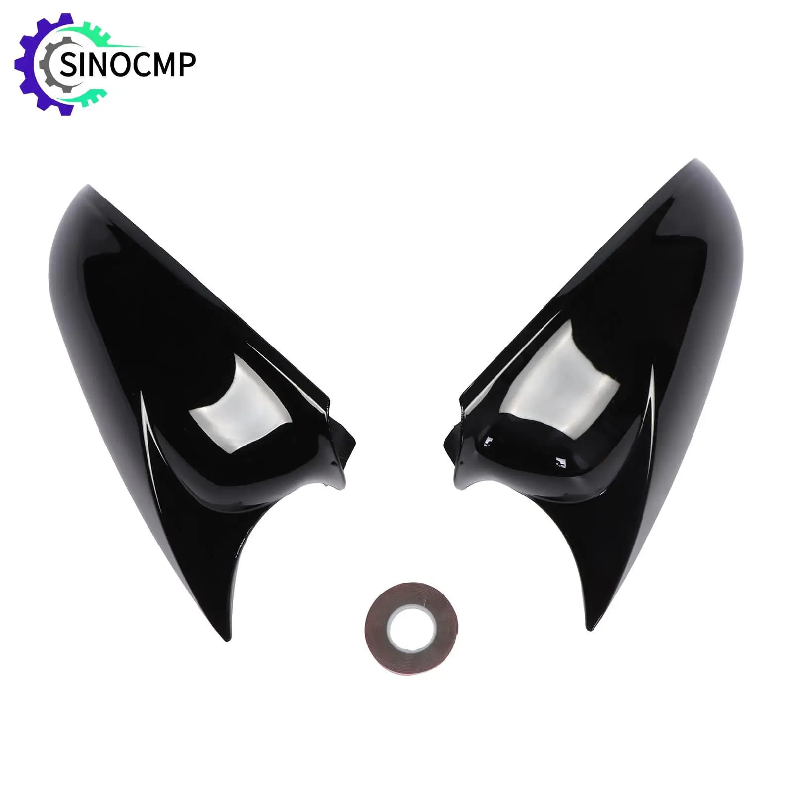 SINOCMP 2pcs Side Wing Mirror Cover Caps For Vauxhall Astra Opel Astra J mk6 2010-2015 Auto Part Rearview Mirror Cap Gloss Black