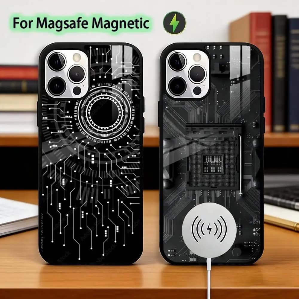 Inside Circuit B-Board Phone Case For iPhone17,16,15,14,13,12,11 Plus,Pro Magnetic with Magsafe Wireless Charging