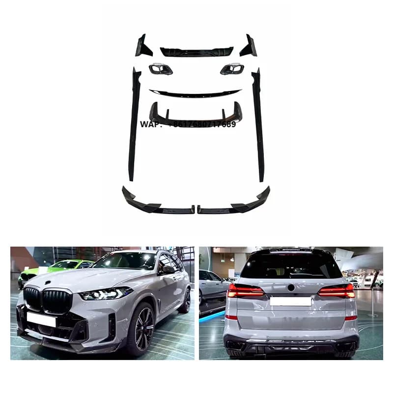 Car Modification Kit Front Lip and Rear Lip Side Skirt New Small Body with Fog Light Bumper Cut-Outs for   X5 G05 2023