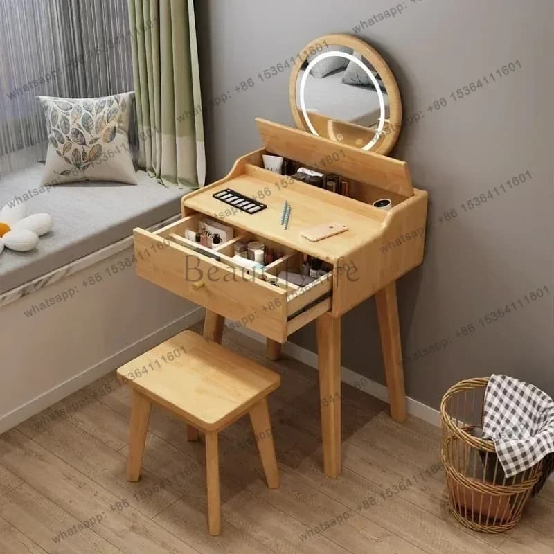 LJY Salon Europe Storage Vanity Table Decor Luxury Salon Makeup Cabinet Bedroom Mirror Beauty Mesa De Maquillaje Trendy Furnitur
