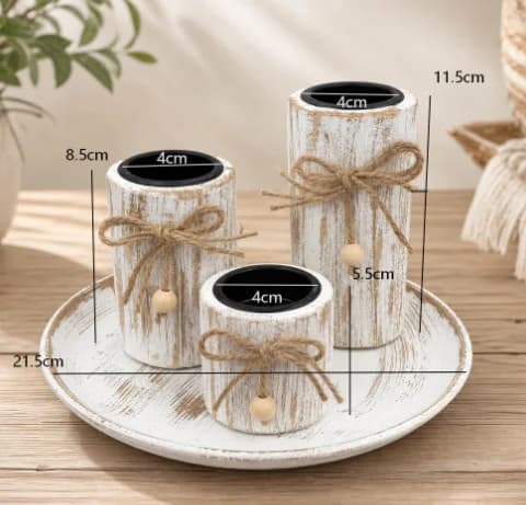 Nordic Vintage Style Wooden Candle Holder Set Desktop Candlestick For Wedding Party Banquet Home Table Decor Holiday Ornament