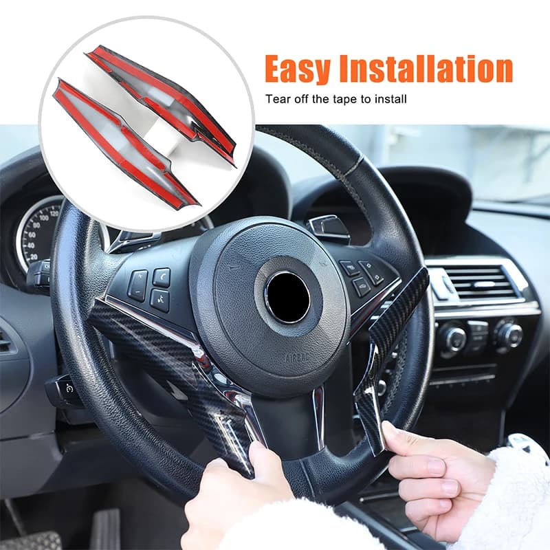1 piece set ABS carbon fiber For BMW 6 Series E63 E64 2004-2009 car steering wheel decorative strip sticker interior accessories