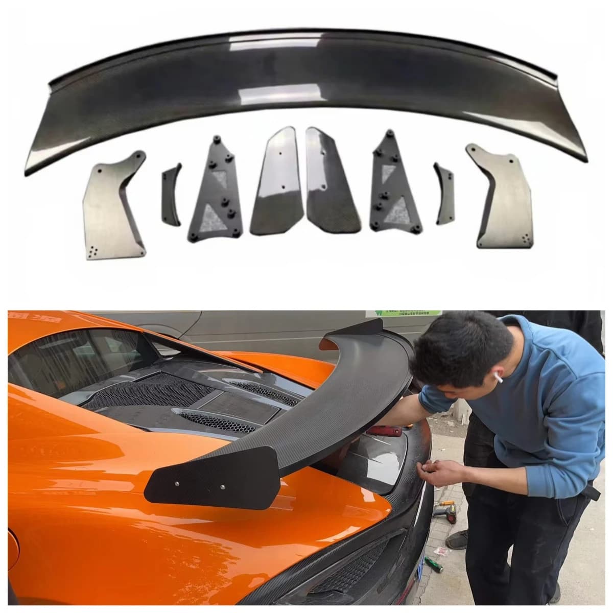 Carbon Fiber High Wing Spoiler for McLaren 540C 570S 570GT Trunk Style Rear Wing Upgrade Part