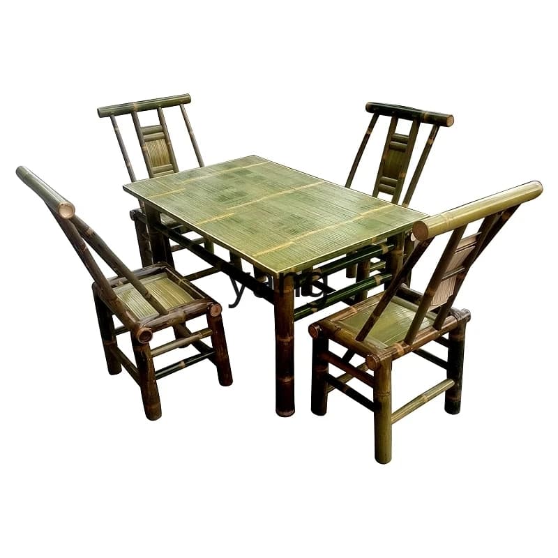 LH Vintage Bamboo Chair Backrest Hotel Bamboo Table and Chair Outdoor Courtyard Square Bamboo Dining Table Dining Chair