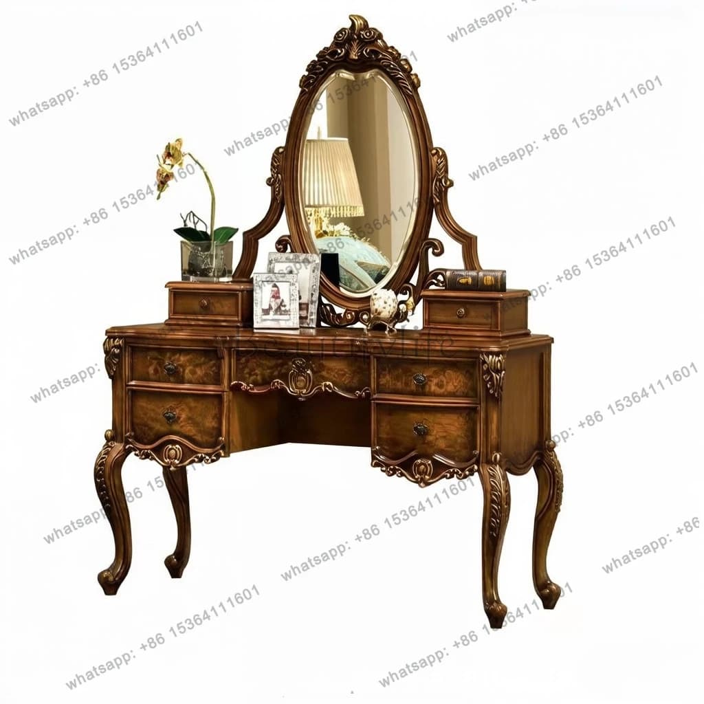 American country all-solid wood dressing table, luxury dressing cabinet, luxury carved table