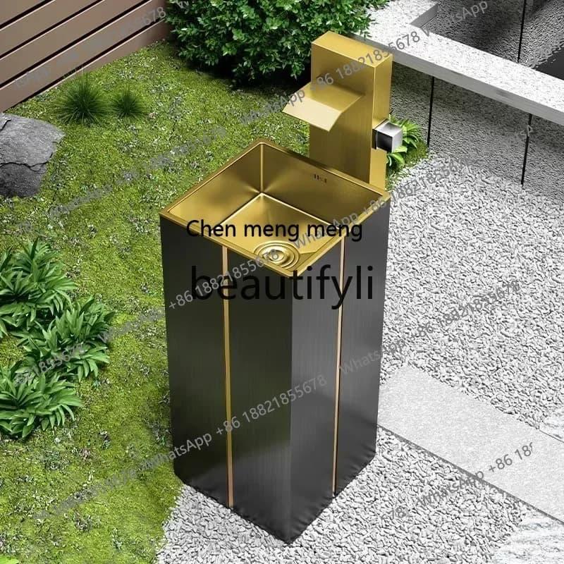 ss8350 ss 25Stainless steel column basin creative floor wash basin hotel bathroom wash basin