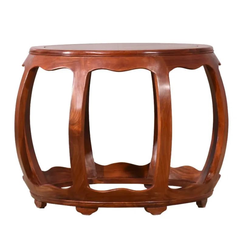 LMM new Chinese solid wood round tea table casual rosewood round drum table