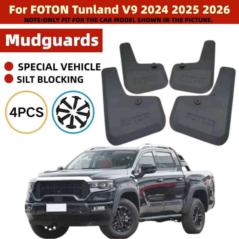 For FOTON Tunland V9 2024 2025 2026 Car Styling ABS Car Mud Flaps Splash Guard Mudguards MudFlaps Front Rear Fender Accessories