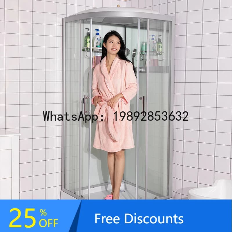 XL Shower Room Silver Frame Integrated Bathroom Glass Partition Shower Screen No Glue Needed with Mirror