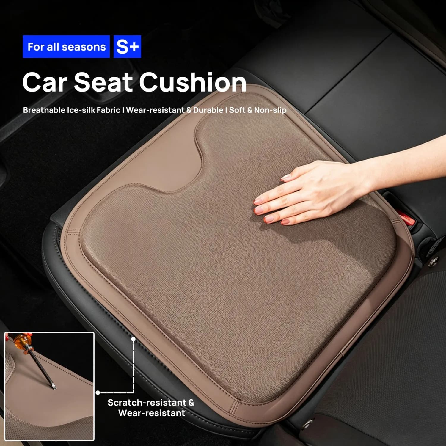 Four-Season Universal Car Seat Cushion Ice Silk Fabric Non-slip Breathable Car Seat Protection Pad Cover Interior Accessories