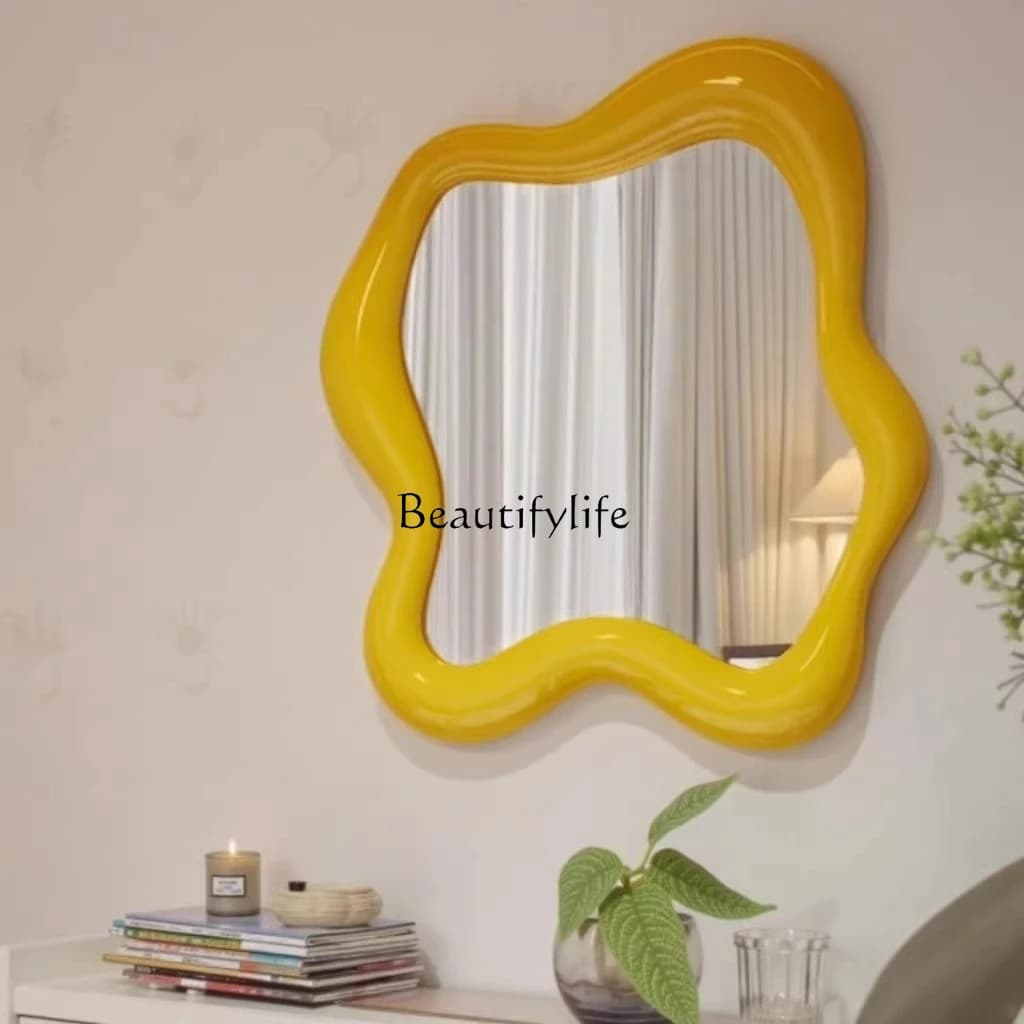 French smart bathroom mirror wall-mounted irregular custom art entrance decorative mirror