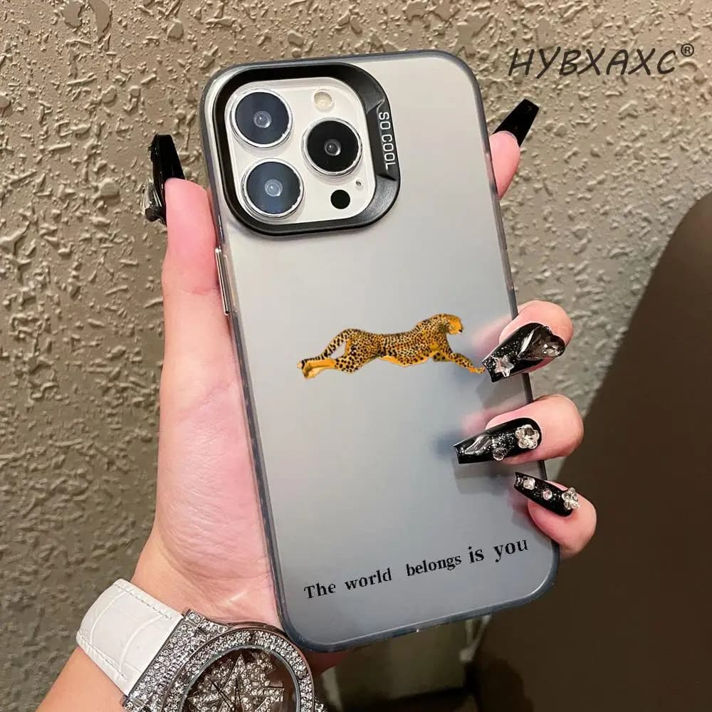 Fashion Cheetah Wine Red Phone Case For iPhone 17 16 15 14 13 12 11 Pro Max XR XS MAX 7 8 PLUS MINI INS Luxury Shockproof Cover