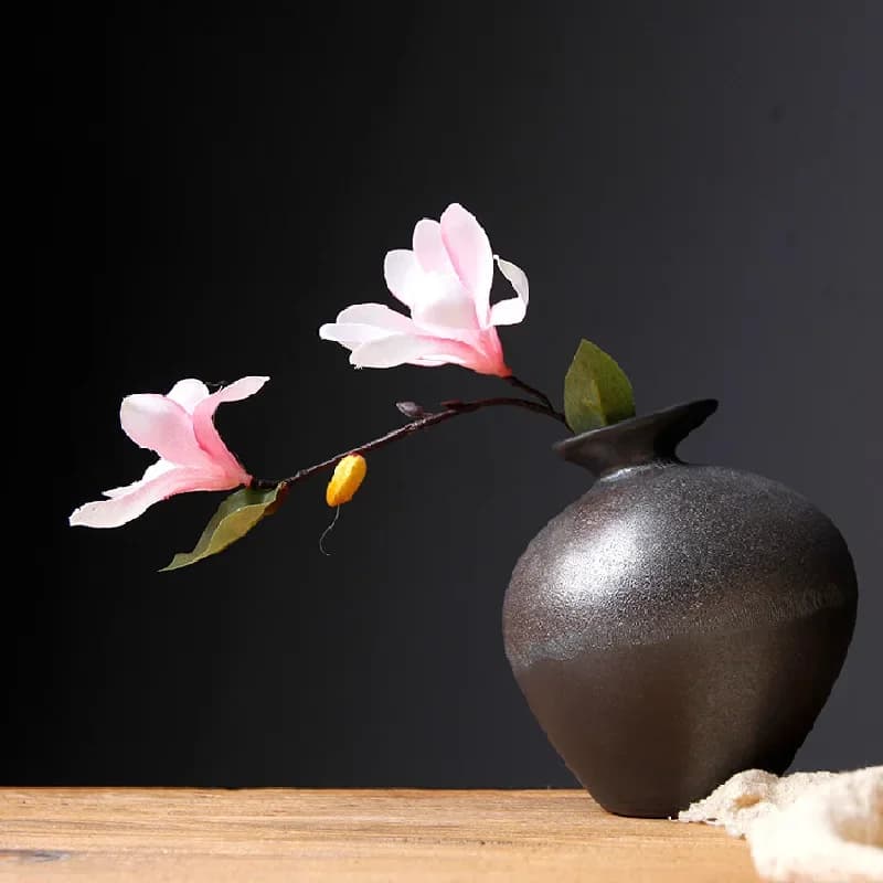 Vintage dried flower ceramic vase Coarse pottery Zen dried flower vase Flower Arrangement Utensils hydroponic crafts home decor